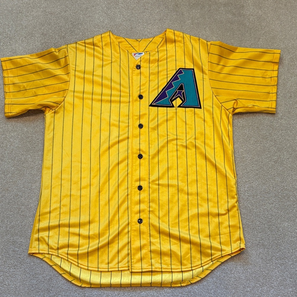Majestic Yellow Striped Kids Jersey